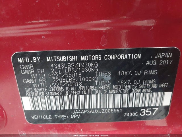 2018 MITSUBISHI OUTLANDER SPORT JA4AP3AUXJZ006981 Photo 8