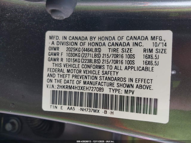 2HKRM4H3XEH727089 Honda CR-V LX