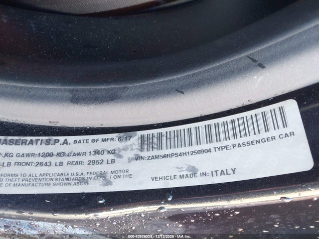 2017 MASERATI QUATTROPORTE ZAM56RPS4H1256904 Photo 8