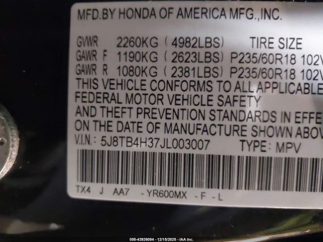 2018 ACURA RDX 5J8TB4H37JL003007 Photo 8