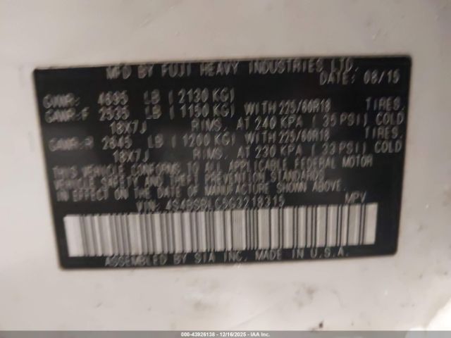 2016 SUBARU OUTBACK 4S4BSBLC5G3218315 Photo 8