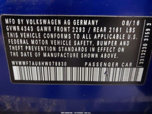 2017 VOLKSWAGEN GOLF R WVWWF7AU6HW078830 Photo 8