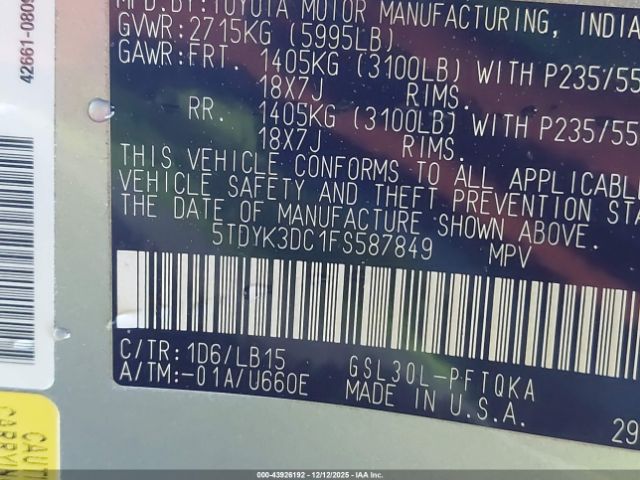 2015 TOYOTA SIENNA 5TDYK3DC1FS587849 Photo 8