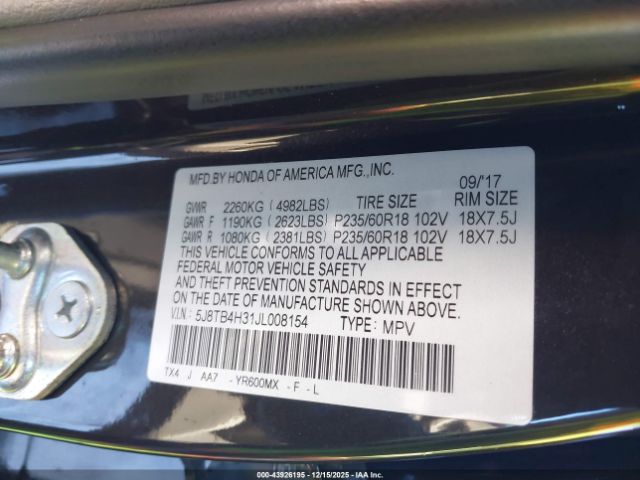 2018 ACURA RDX 5J8TB4H31JL008154 Photo 8