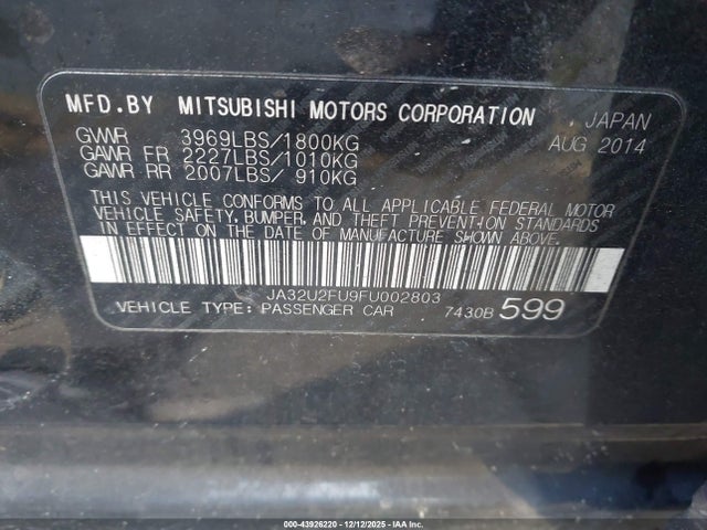 2015 MITSUBISHI LANCER JA32U2FU9FU002803 Photo 8