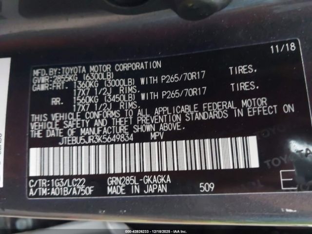 2019 TOYOTA 4RUNNER JTEBU5JR3K5649834 Photo 8