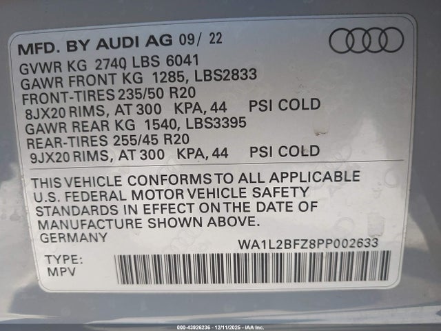 2023 AUDI Q4 E-TRON WA1L2BFZ8PP002633 Photo 8