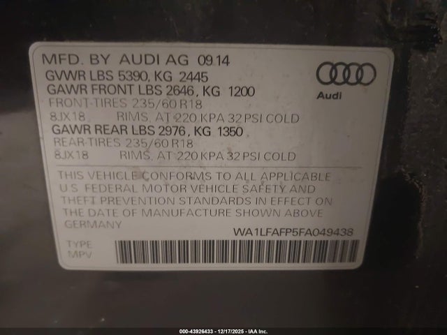 2015 AUDI Q5 WA1LFAFP5FA049438 Photo 8