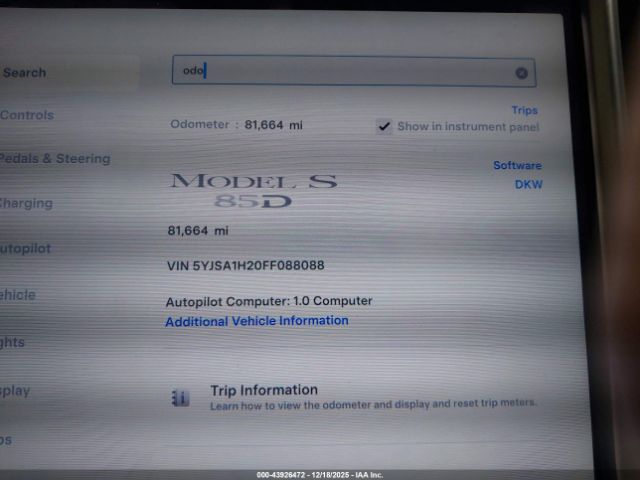 2015 TESLA MODEL S 5YJSA1H20FF088088 Photo 6