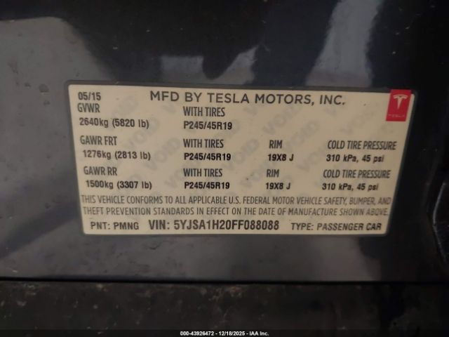 2015 TESLA MODEL S 5YJSA1H20FF088088 Photo 8