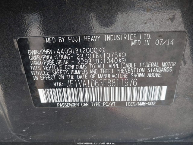 2015 SUBARU WRX JF1VA1D63F8811976 Photo 8