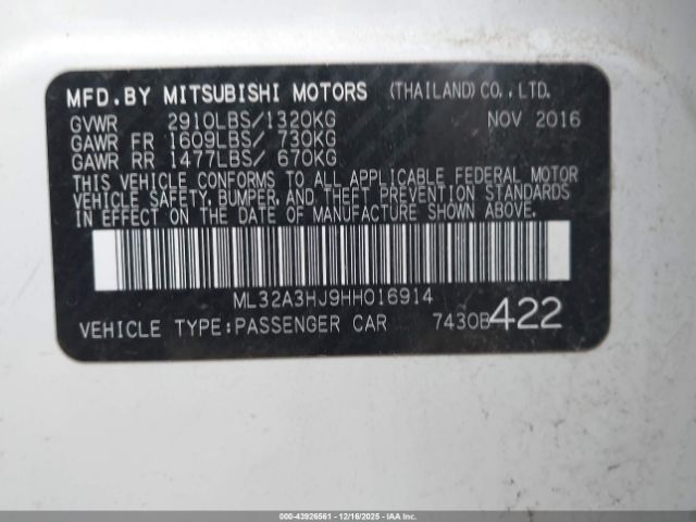 2017 MITSUBISHI MIRAGE ML32A3HJ9HH016914 Photo 8