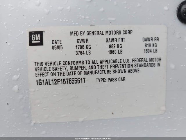 2005 CHEVROLET COBALT 1G1AL12F157655617 Photo 8