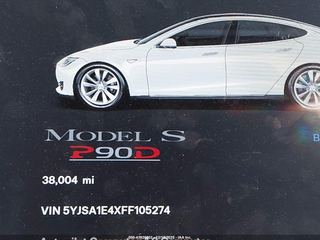Aukcja sprzedaży 2015 Tesla Model S 85d/p85d, vin: 5YJSA1E4XFF105274, numer aukcji: 43926602