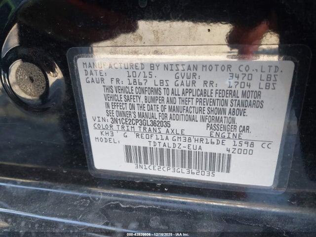 Nissan Versa Note S (sr)/s Plus/sl/sr/sv 2016 3N1CE2CP3GL362035 Image 9