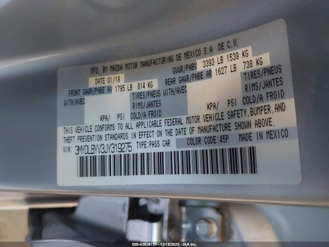 2018 Toyota Yaris Ia მანქანა იყიდება აუქციონზე, vin: 3MYDLBYV3JY319275, აუქციონის ნომერი: 43926731