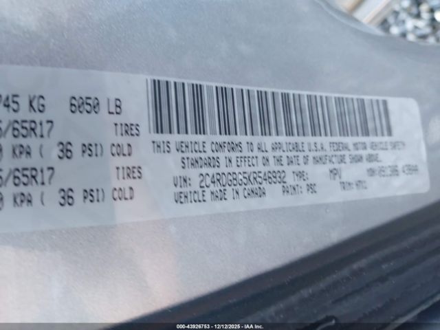 2019 DODGE GRAND CARAVAN 2C4RDGBG5KR546932 Photo 8