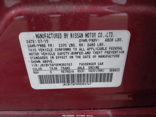 JN1BV7AP0FM350747 Infiniti Q50 Premium