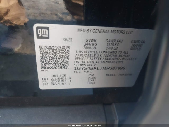 2021 CADILLAC ESCALADE 1GYS4BKL7MR387996 Photo 8