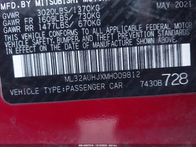 2021 MITSUBISHI MIRAGE ML32AUHJXMH009812 Photo 8
