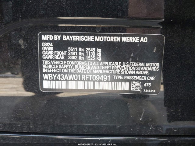 WBY43AW01RFT09491 BMW I4 Gran Coupe Edrive35