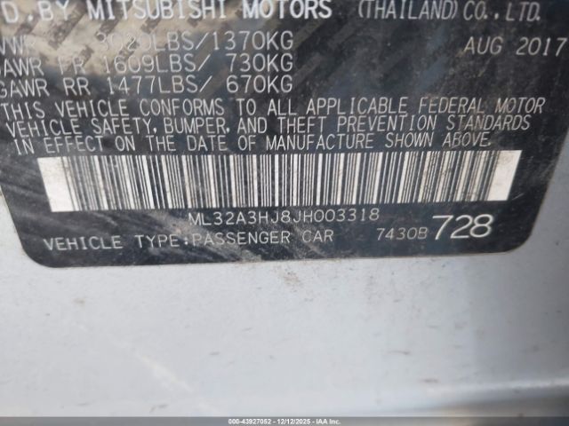 2018 MITSUBISHI MIRAGE ML32A3HJ8JH003318 Photo 8
