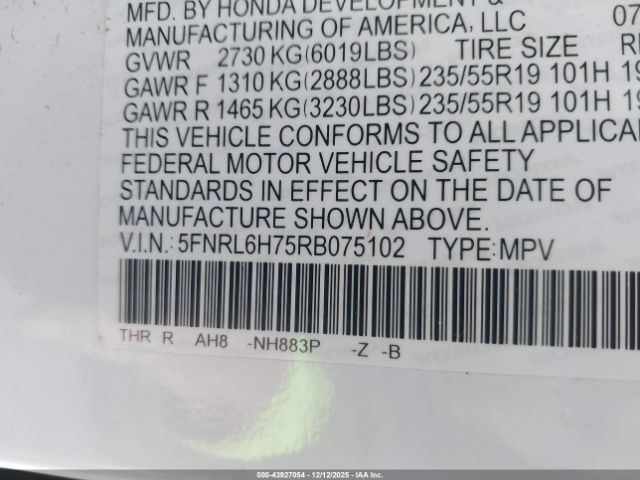 2024 HONDA ODYSSEY 5FNRL6H75RB075102 Photo 8