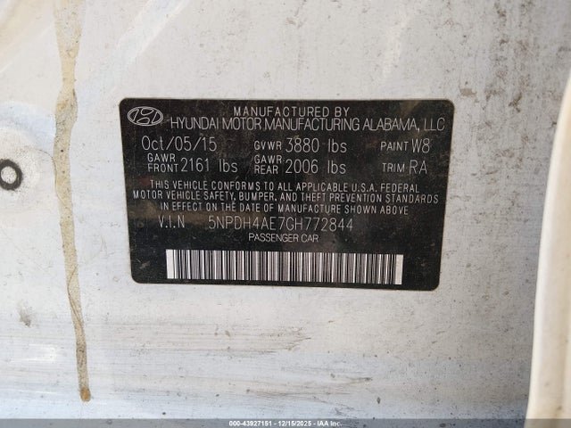 Hyundai ELANTRA SE 2016 5NPDH4AE7GH772844 Image 9