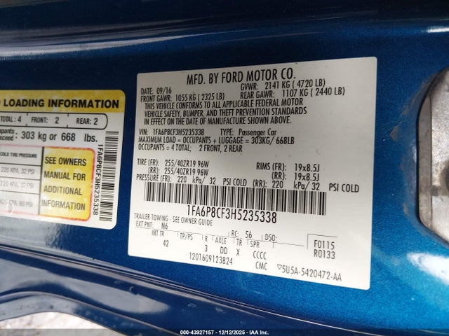 2017 FORD MUSTANG 1FA6P8CF3H5235338 Photo 8