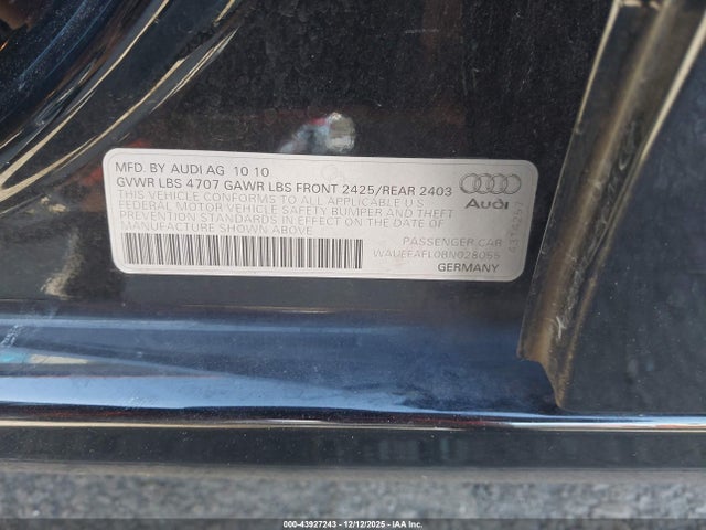 2011 AUDI A4 WAUEFAFL0BN028055 Photo 8