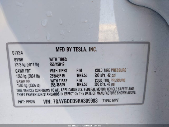 2024 TESLA MODEL Y 7SAYGDED9RA309983 Photo 8