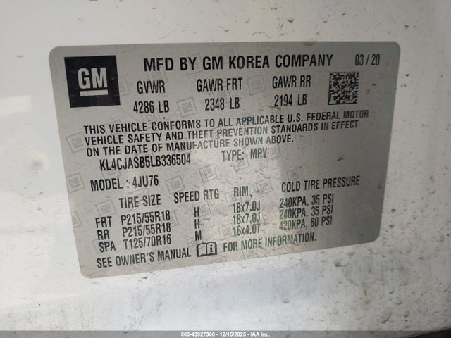 Buick Encore Fwd Preferred 2020 KL4CJASB5LB336504 Image 9