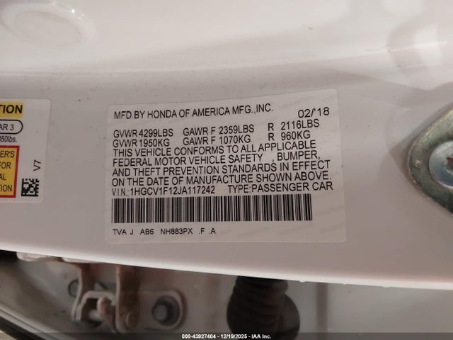 1HGCV1F12JA117242 Honda ACCORD LX