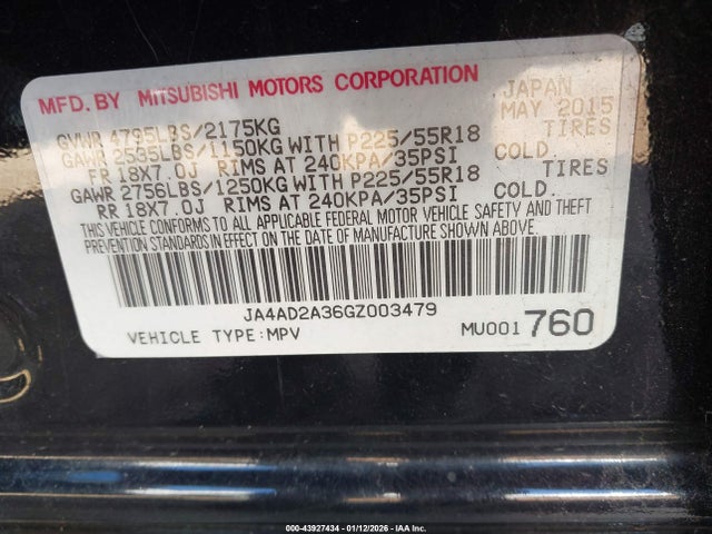 2016 MITSUBISHI OUTLANDER JA4AD2A36GZ003479 Photo 8