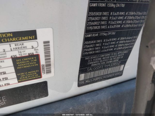 2017 LAND ROVER RANGE ROVER SALGS5FE1HA328552 Photo 8