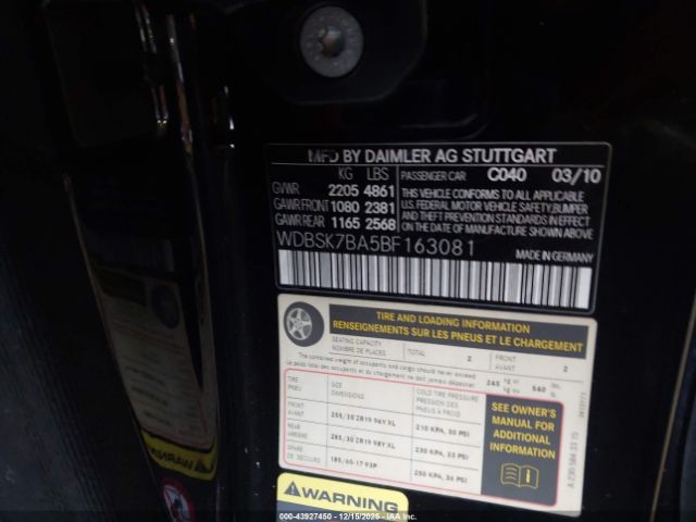 2011 MERCEDES-BENZ SL 550 WDBSK7BA5BF163081 Photo 8