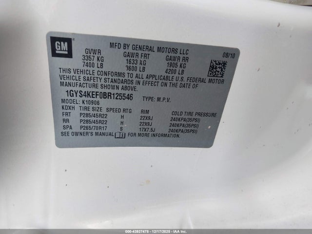 2011 CADILLAC ESCALADE ESV 1GYS4KEF0BR125546 Photo 8