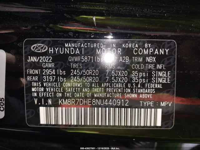 Hyundai Palisade Calligraphy 2022 KM8R7DHE8NU440912 Image 9