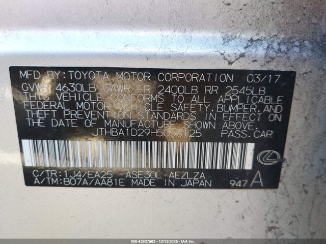 2017 LEXUS IS 200T JTHBA1D29H5050125 Photo 8