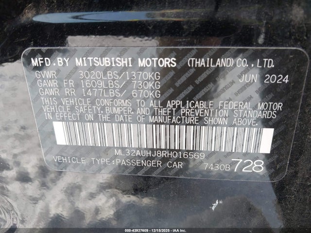 2024 MITSUBISHI MIRAGE ML32AUHJ8RH016569 Photo 8