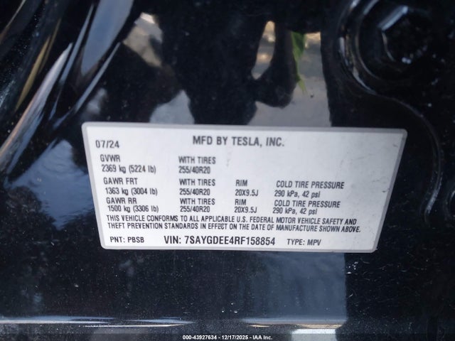 2024 TESLA MODEL Y 7SAYGDEE4RF158854 Photo 8
