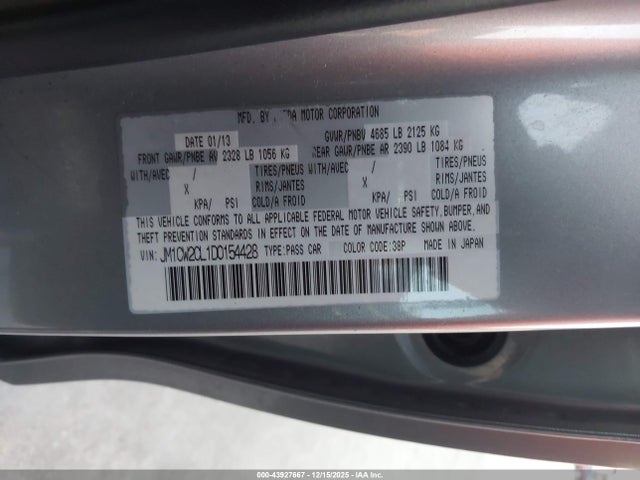 Aukcja sprzedaży 2013 Mazda Mazda5 Touring, vin: JM1CW2CL1D0154428, numer aukcji: 43927667