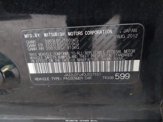 2013 MITSUBISHI LANCER JA32U2FU4DU007551 Photo 8