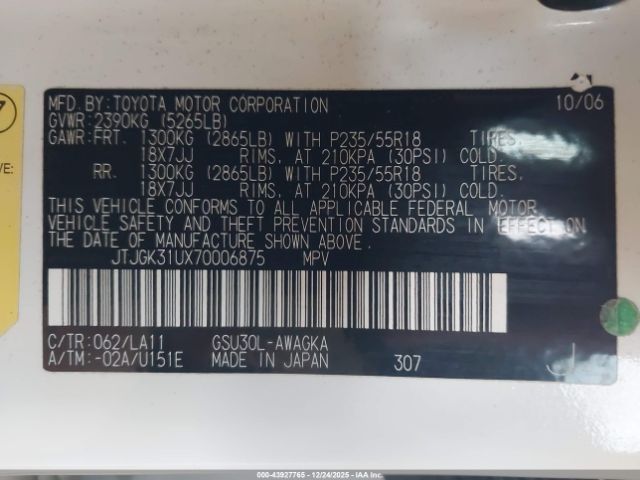 2007 LEXUS RX 350 JTJGK31UX70006875 Photo 8