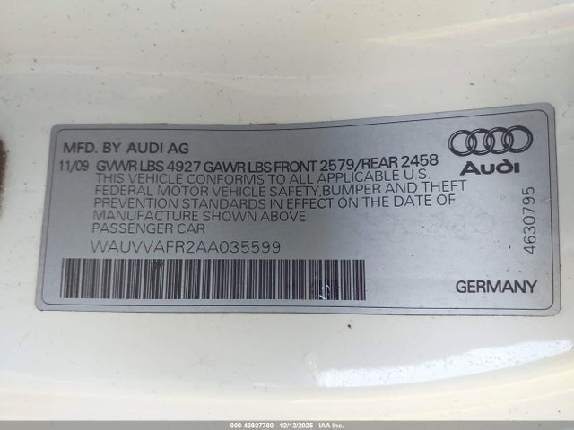 2010 AUDI S5 WAUVVAFR2AA035599 Photo 8