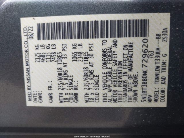 2022 NISSAN ROGUE 5N1BT3BB0NC729620 Photo 8