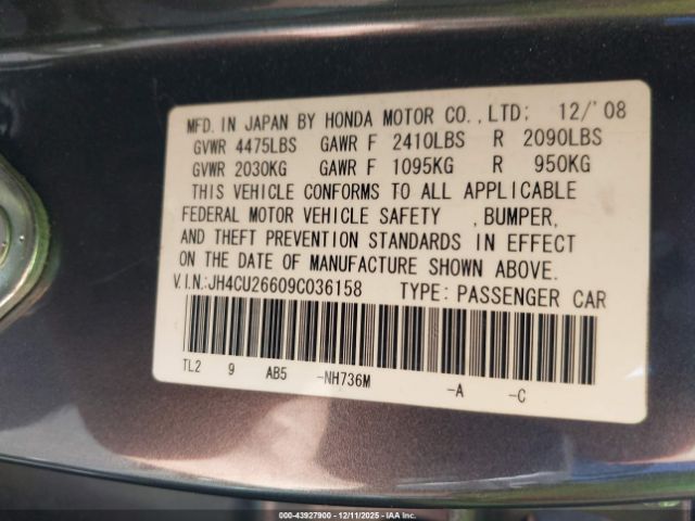 2009 ACURA TSX JH4CU26609C036158 Photo 8