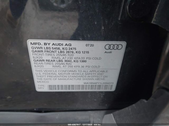 2020 AUDI Q5 WA1BNAFY1L2094373 Photo 8