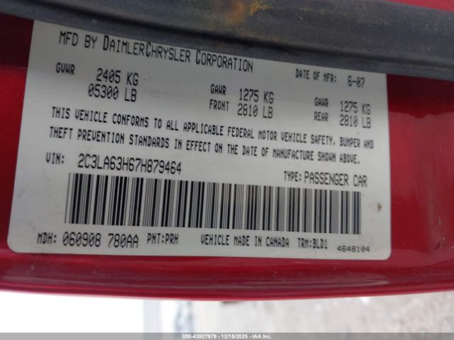 2007 CHRYSLER 300C 2C3LA63H67H879464 Photo 8