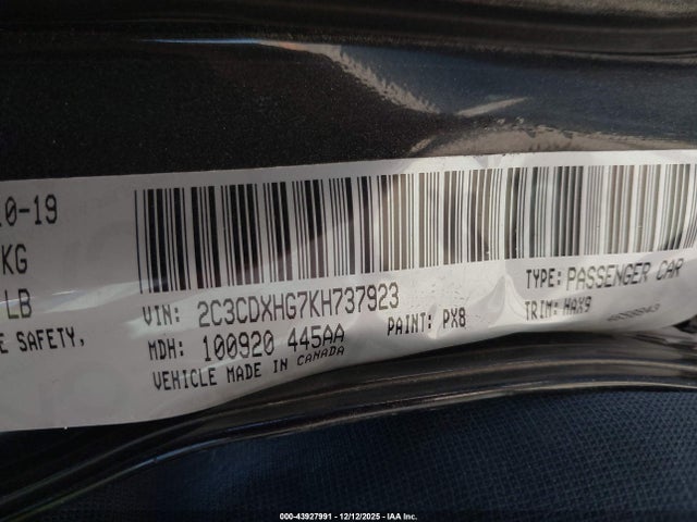 Dodge Charger Gt Rwd 2019 2C3CDXHG7KH737923 Image 9